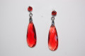 Tears earrings silver and Red