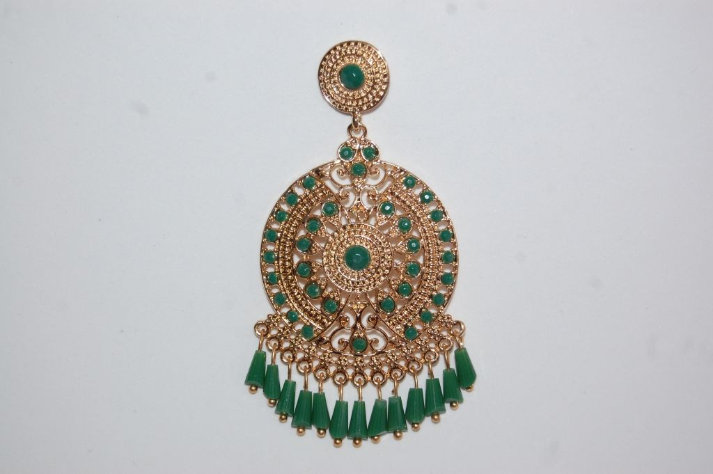 Earrings hoops Gold Green