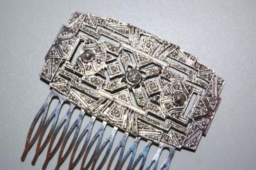 Comb large rectangle old silver